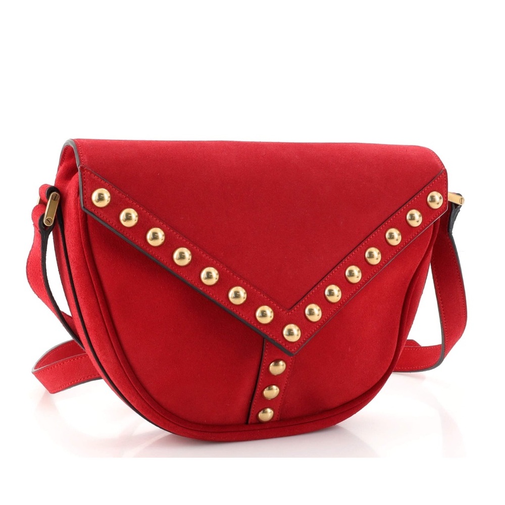 Saint Laurent Y Studs Red Suede Crossbody